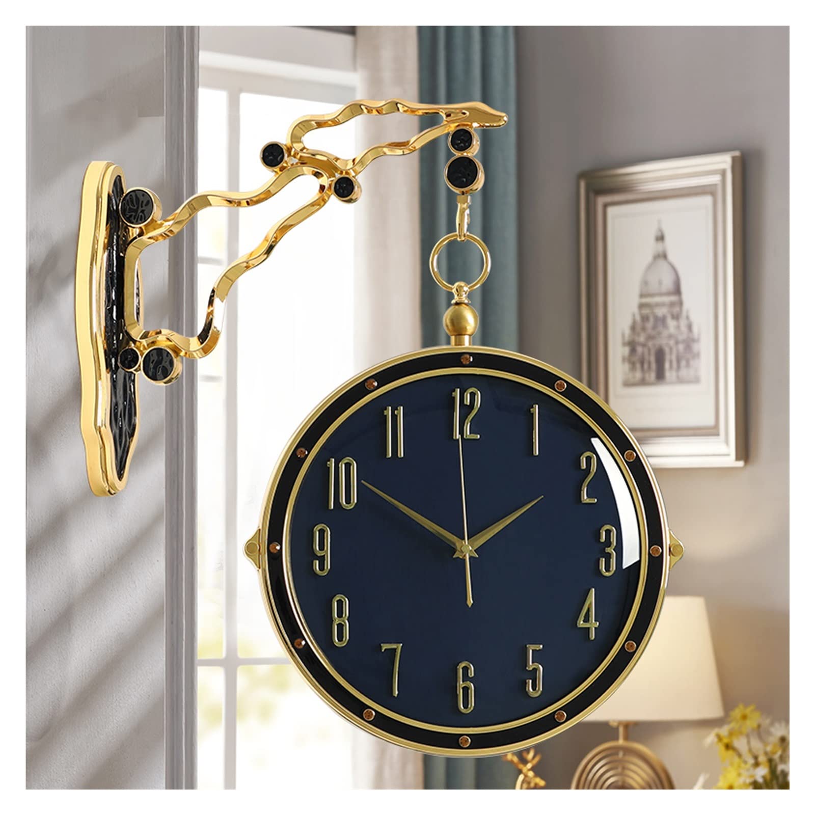 Amazon.com: EHVYBDX Wall Clock Luxurious Wall-Mounted Double Sided